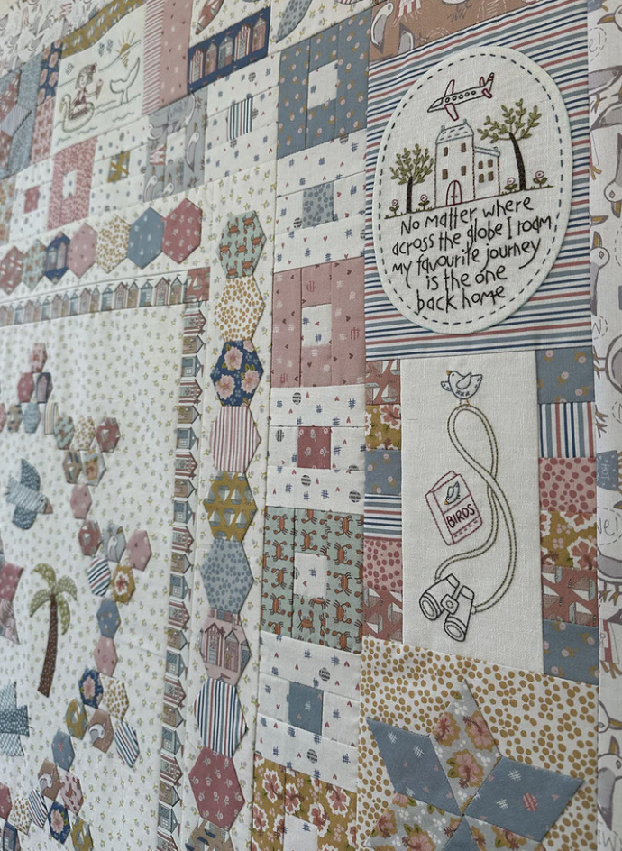 TBH-, Happy Travels Quilt Pattern by the Birdhouse, Finished size is 49" square