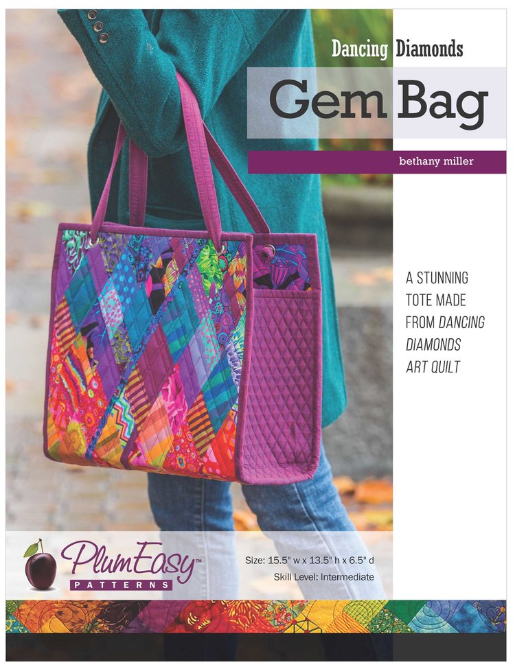 PEP130, Dancing Diamonds Gem Bag Pattern (english) with interfacing template