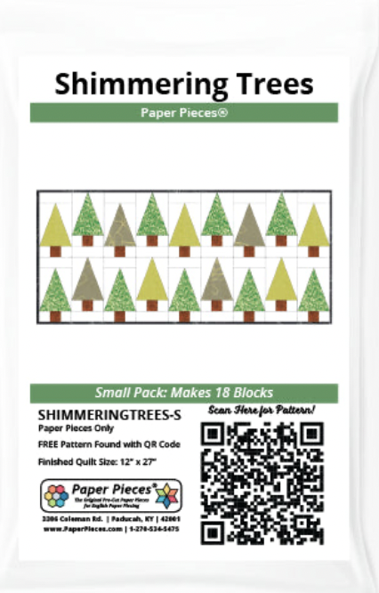 SHIMMERINGTREES-S, Shimmering Trees by Paper Pieces®, Finished Size: 12" x 27"