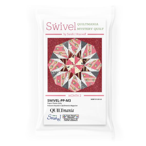 SWIVEL-ACR-M3, Swivel Mystery Quilt Acrylic Fabric Cutting Templates with 1/4" Seams and Marking Holes, month 3