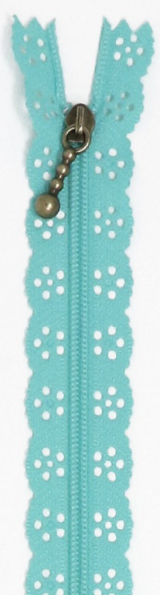 KDKB189, Lace Zipper 14", Robin's Egg Blue, by KimberBell 