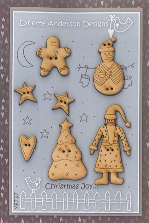 LA-YB737, Button Pack, Christmas Joy - Wooden (7 pcs)