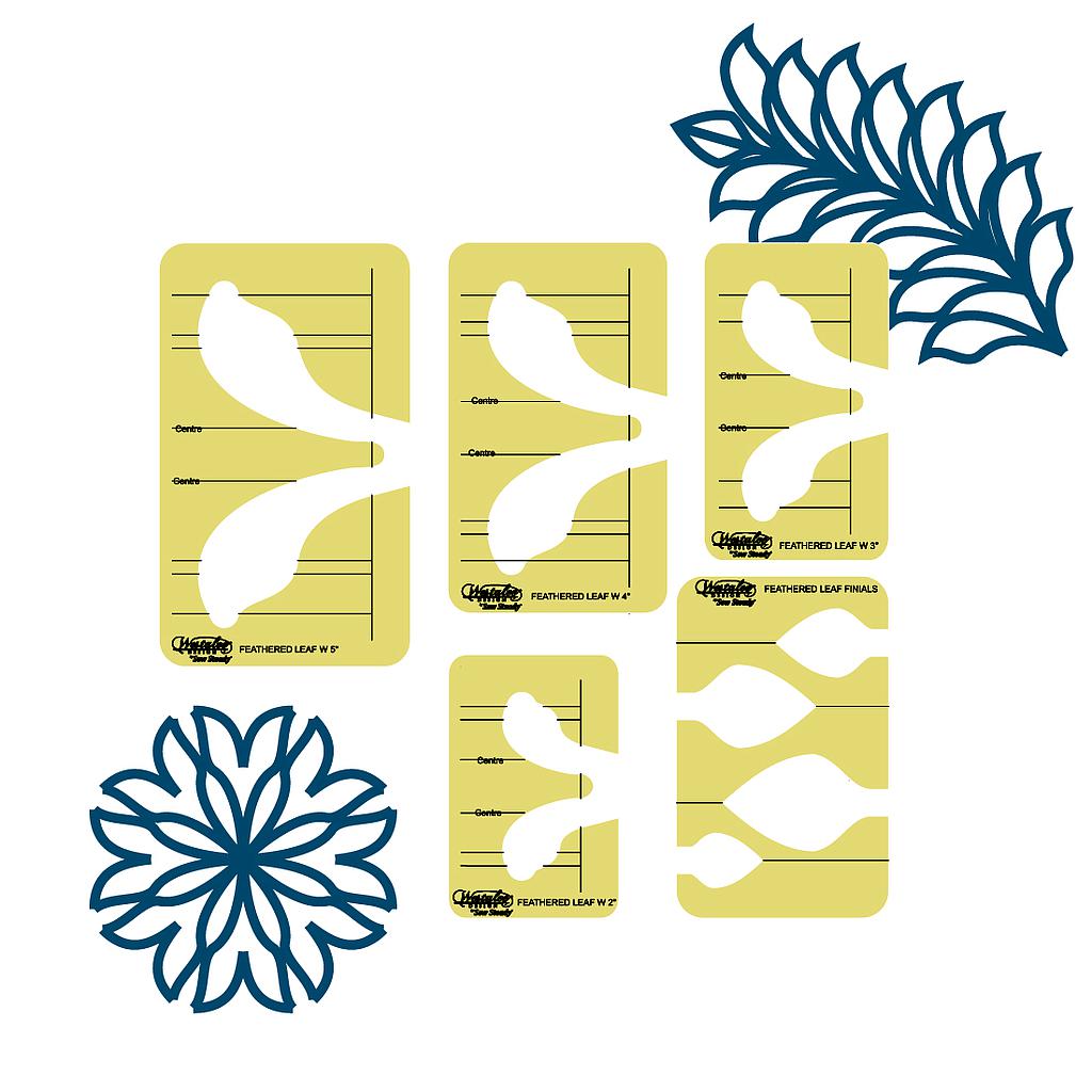 WT-FLS-HS, Westalee Design 5pc Feathered Leaf Template Set, High Shank