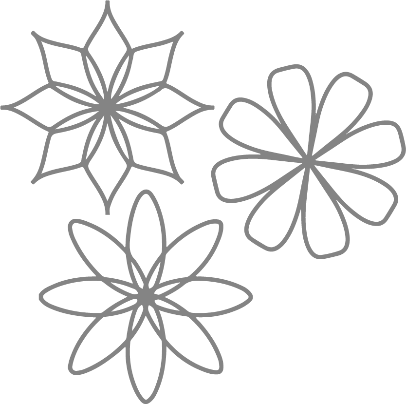 Mini Spin-e-fex Template 3pc Set.  Includes  2-1/2" & 1-1/2" sizes for Designs 1, 4, and 6 High Shank