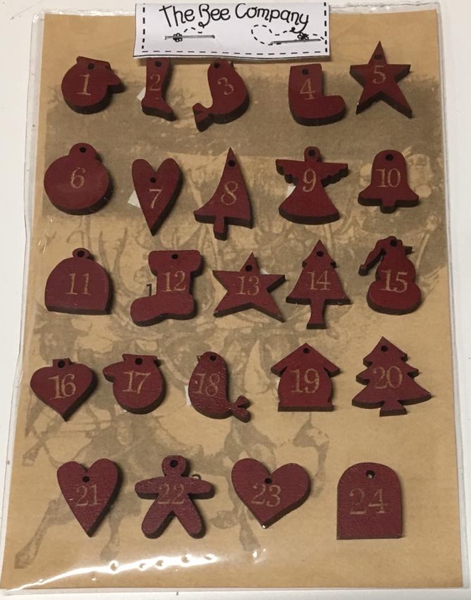 Les Boutis de Lucie 24 small Adventcalendar buttons - Red