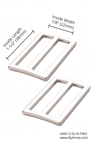 HAR1.5-SL-N-TWO, 1-1/2" Nickel - Slider, Widemouth, Flat, Set of Two ByAnnie